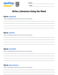Spelling Worksheet Sample
