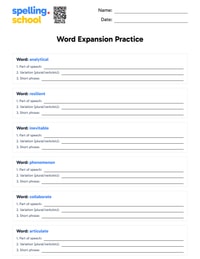 Spelling Worksheet Sample