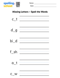 Spelling Worksheet Sample